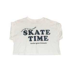 Zara White Skate Time Kids T-Shirt 9/10Y